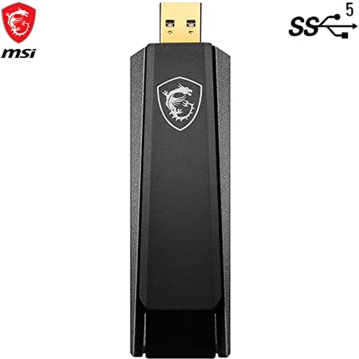 MSI AX1800 WiFi 6 Dual-Band USB Adapter - WLAN bis zu 1800 Mbit/s (5GHz, 2.4GHz Wireless), USB 3.2 Gen 1 Typ-A, MU-MIMO, einstellbare Antenne, Beamforming, WPA3 - Kabelgebundene Halterung inbegriffen – Bild 3