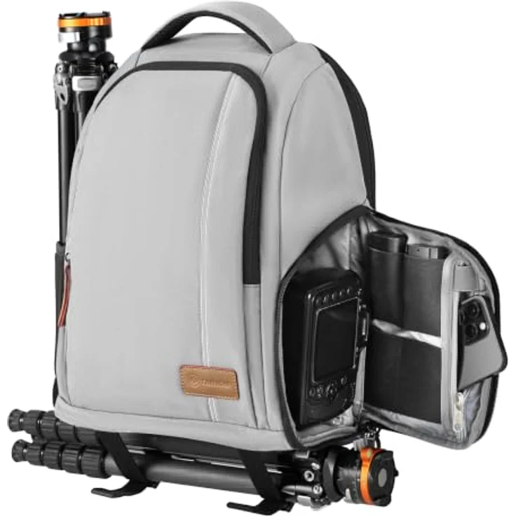 TARION Kamerarucksack Leicht, Profi Kamera Rucksack mit 15 Zoll Laptopfach und 8 herausnehmbaren Trennwänden, Grau – Bild 1