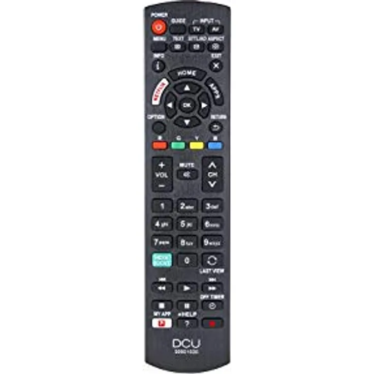 DCU TECNOLOGIC | PANASONIC Fernbedienung | LCD/LED-Fernbedienung | Kompatibel mit PANASONIC TV | Taste für Netflix | Schwarz