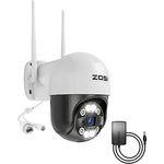 ZOSI 3MP WiFi Überwachungskamera mit Netzteil, Zusatz Kamera für WLAN NVR System, 355° Pan und 140° Tilt, 2-Wege-Audio, Farb-Nachtsicht