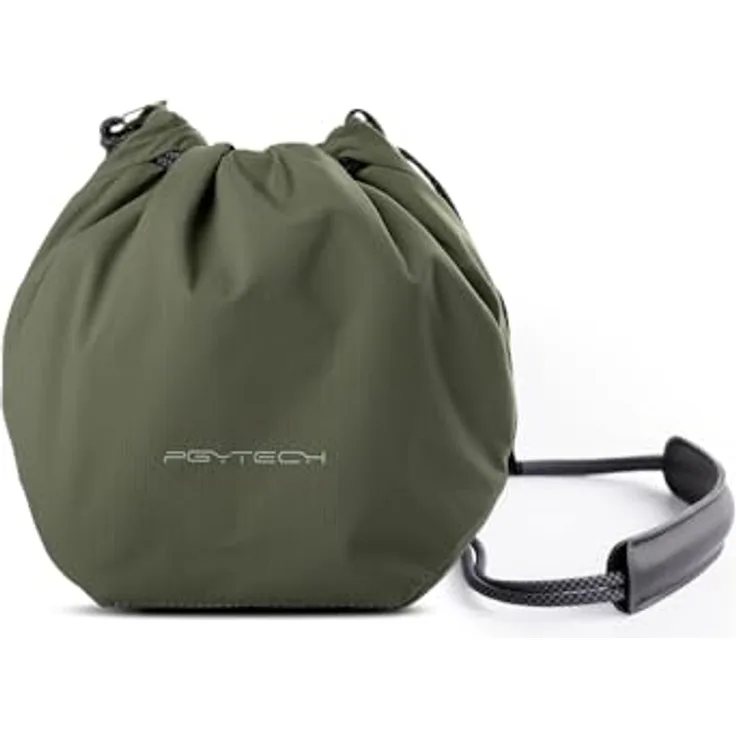 Pgytech OneGo Drawstring Bag, Kameratasche aus strapazierfähigem Nylongewebe, grün mit Schutzfächern für spiegellose Kameras und Zubehör