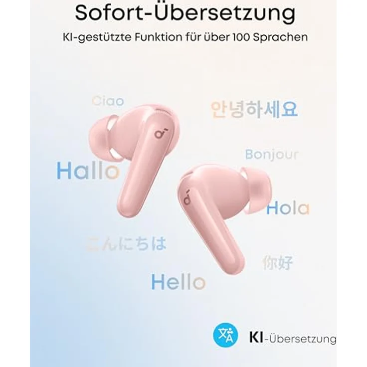 soundcore by Anker P31i, kabellose Bluetooth-Kopfhörer mit Hi-Res Sound, adaptivem ANC und Echtzeit-Übersetzung, Rosa – Bild 5