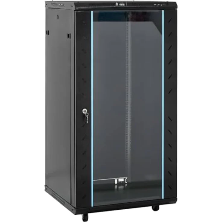 vidaXL 22U Netzwerkschrank 19" IP20, abschließbarer Serverschrank aus kaltgewalztem Stahl, Schwarz, 60x60x120 cm – Bild 1