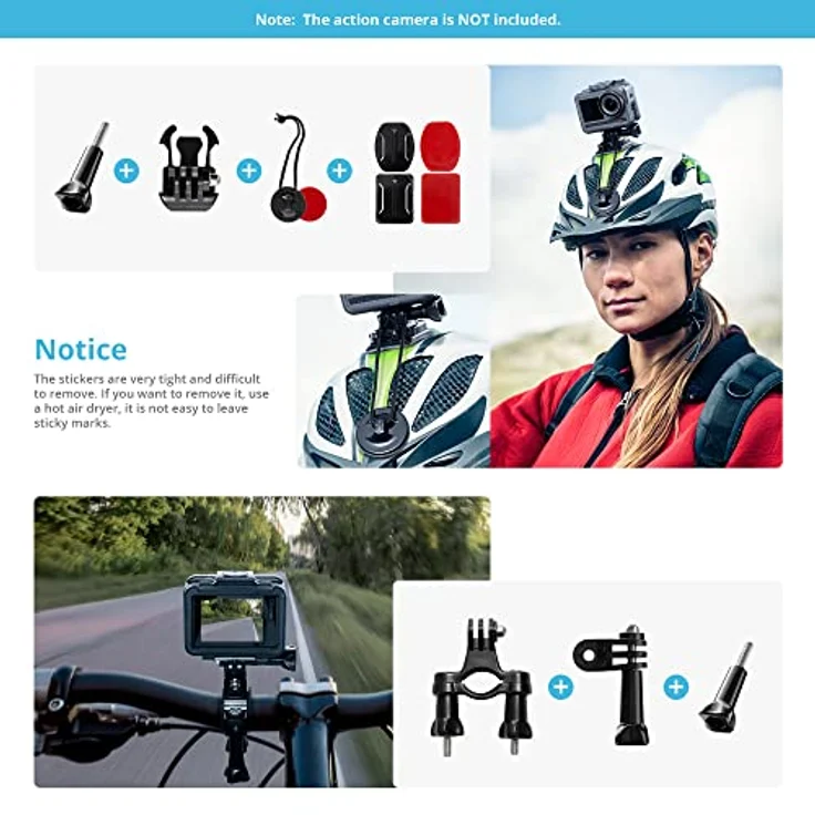 AKASO 42 in 1 Action Cam Zubehörset mit Sammeltasche, inklusive Saugnapfhalterung, WiFi Remote Handgelenkriemen, Mini-Stativ und Schwimmgriff, kompatibel mit EK7000/Brave 4/GoPro – Bild 5