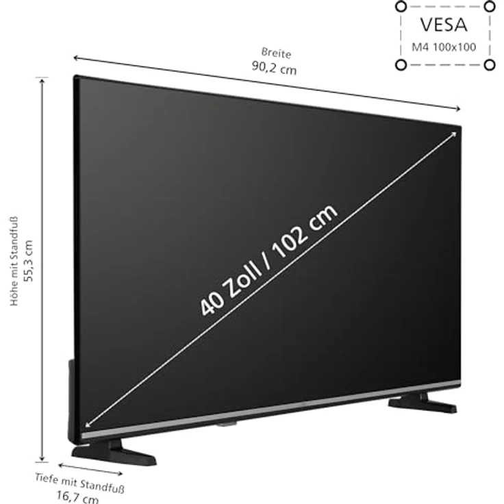 JVC Fernseher 40 Zoll Smart TV VIDAA LT-40VDF5455 - Full HD Fernseher, HDR TV mit integriertem Triple-Tuner, LED TV schwarz – Bild 3