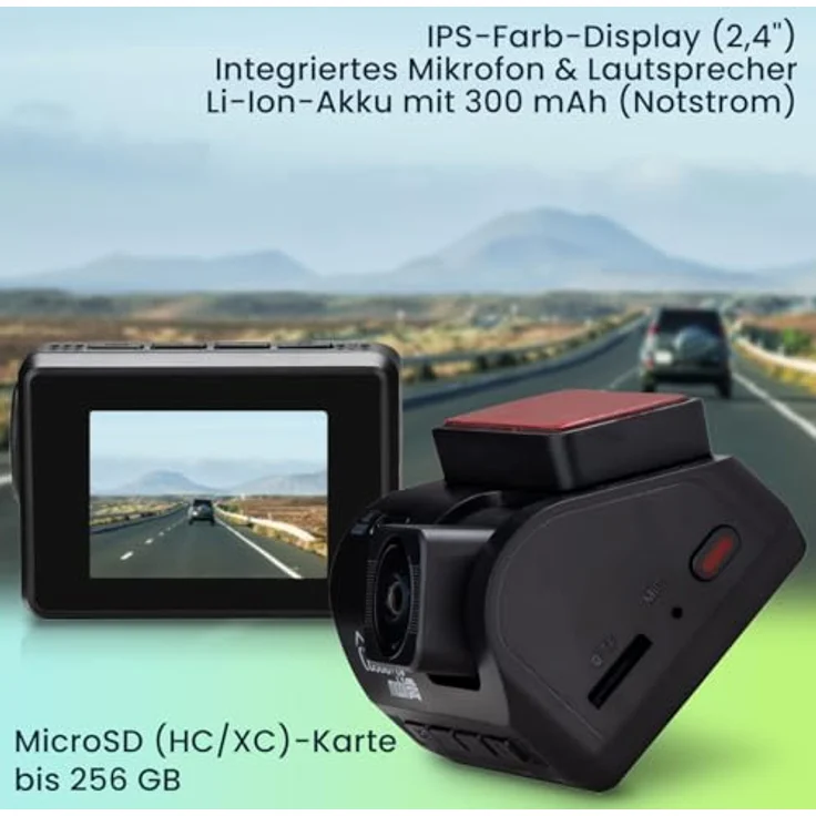 Casativo Dashcam 4K-UHD KFZ mit GPS, Nachtsicht in Farbe, Sony Farbsensor, G-Sensor, WDR, WLAN & App, Farbdisplay, 140° – Bild 3