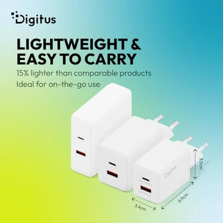 DIGITUS USB-Ladegerät GaN II 45W, 1x USB-C & 1x USB-A, weiß, kompakt – Bild 4