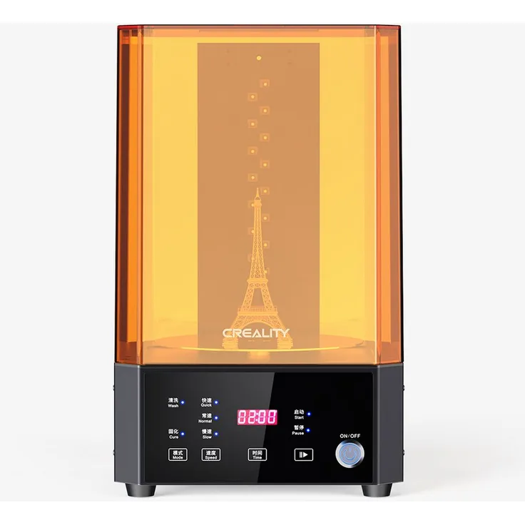 Creality UW-01, All-in-One Wasch- und Aushärtemaschine mit 360° drehbarer Plattform, Dual-Band-UV-Lichtquelle, einstellbarer Geschwindigkeit, robust für Metall/Kunststoff