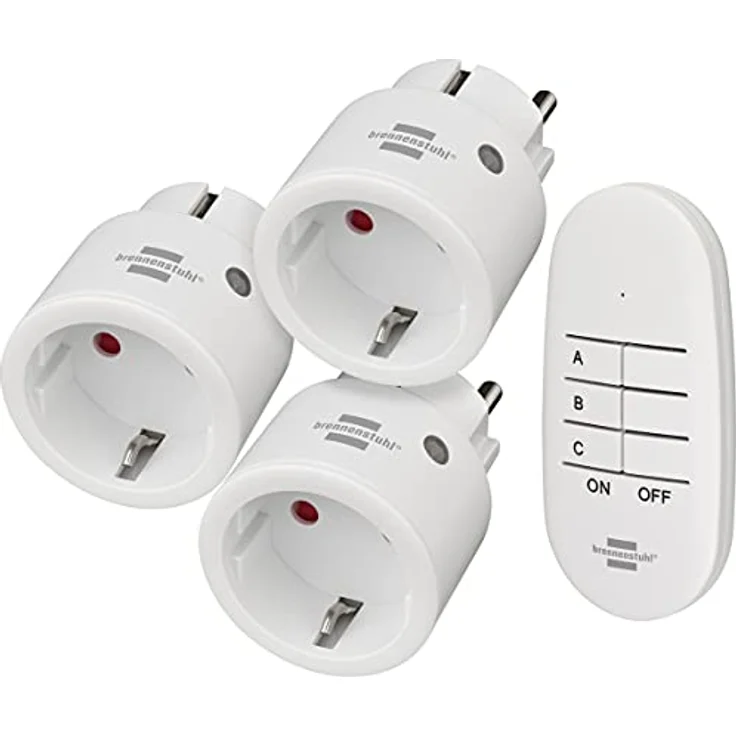 Brennenstuhl Comfort-Line Funksteckdosen-Set Mini 3+1, 3er Funkschalt-Set (Innenbereich, mit Handsender und erhöhtem Berührungsschutz) weiß – Bild 1