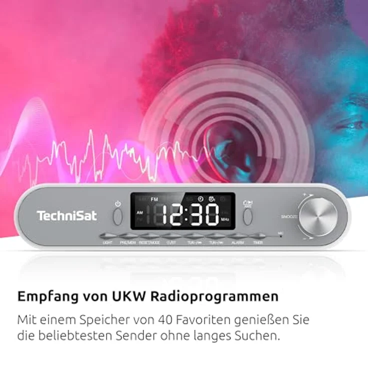 TechniSat Viola Küchenradio, Unterbau Radio mit UKW/FM, Bluetooth, LED Display, Weckfunktion und 5 W Lautsprecher, silber – Bild 3