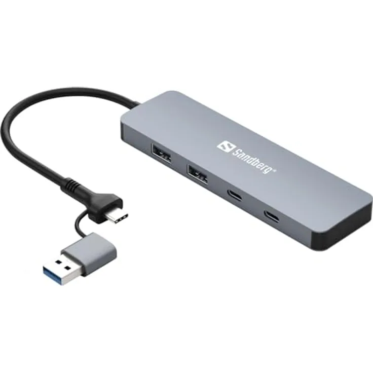 Sandberg USB-C/A to 2xUSB-A+2xUSB-C Hub, Multiport USB-Hub für erweiterte Konnektivität, Modell 136-64