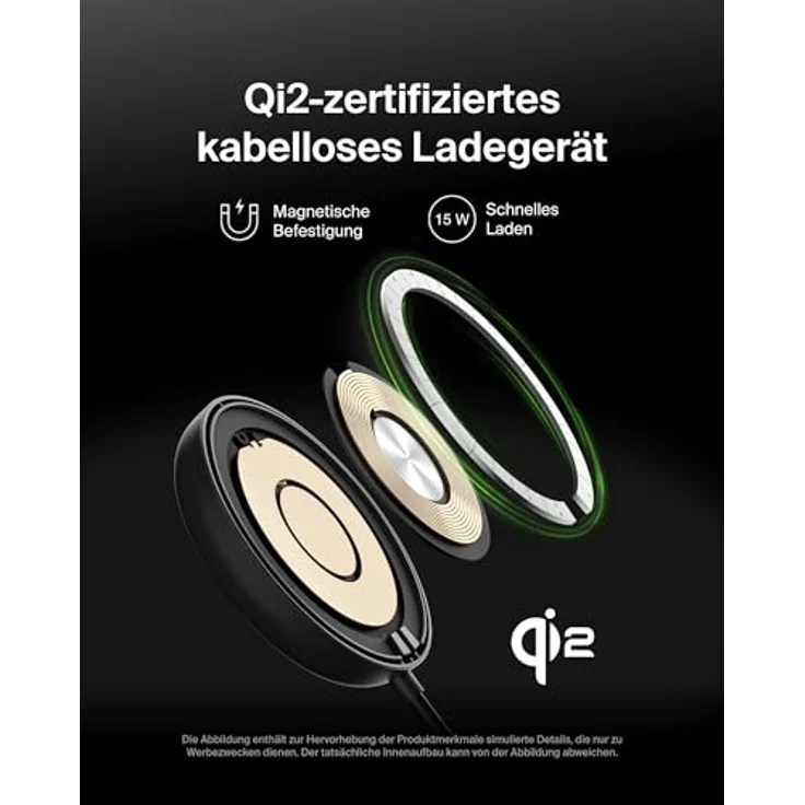 Belkin BoostCharge Pro Magnetisches Kabelloses Ladegerät (15W) mit Ständer und 2m USB-C-Kabel – MagSafe-kompatible Qi2 Ladestation für iPhone 16 Serie und Samsung Galaxy S25 – Schwarz – Bild 2