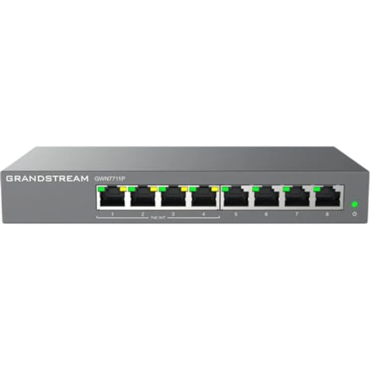 Grandstream 8P GWN7711P PoE PoE Switch mit integriertem QoS, Storm Control und Whisper Quiet Technologie – Bild 1