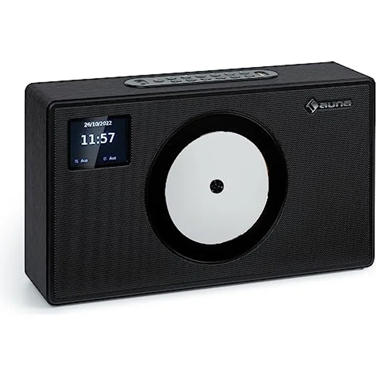 Auna Vertico Swing DAB, DAB+/FM Radio mit CD-Player, Bluetooth, LCD Display, Weckfunktion, Fernbedienung, wandmontierbar, Klein