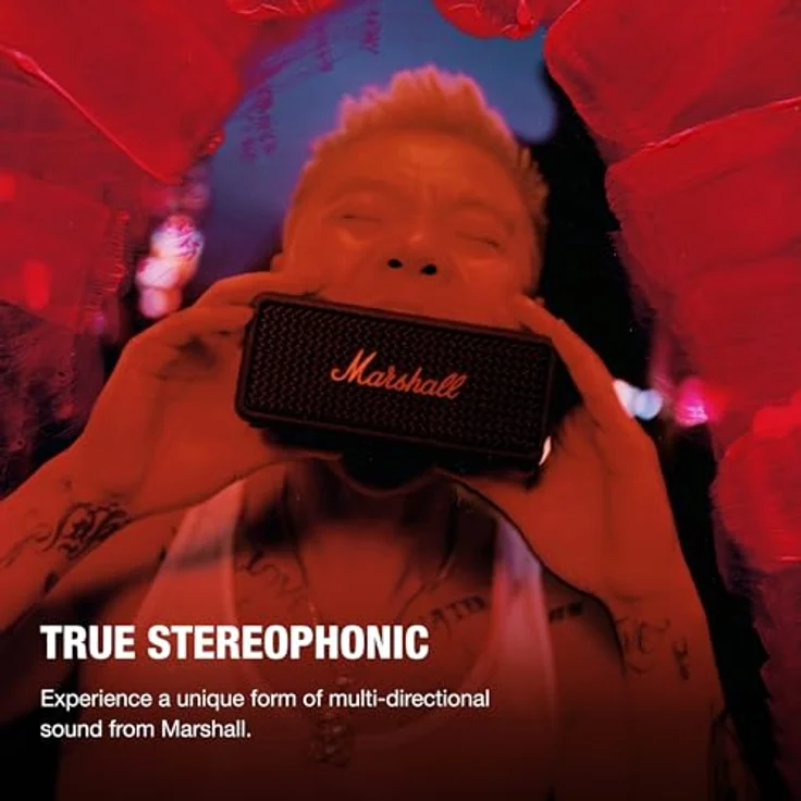 Marshall Emberton 3 tragbarer Bluetooth Lautsprecher, kabellos, IP67 Staub und wasserfest, über 32 Stunden Spielzeit - Schwarz und Messing - Preisvergleich – Bild 3