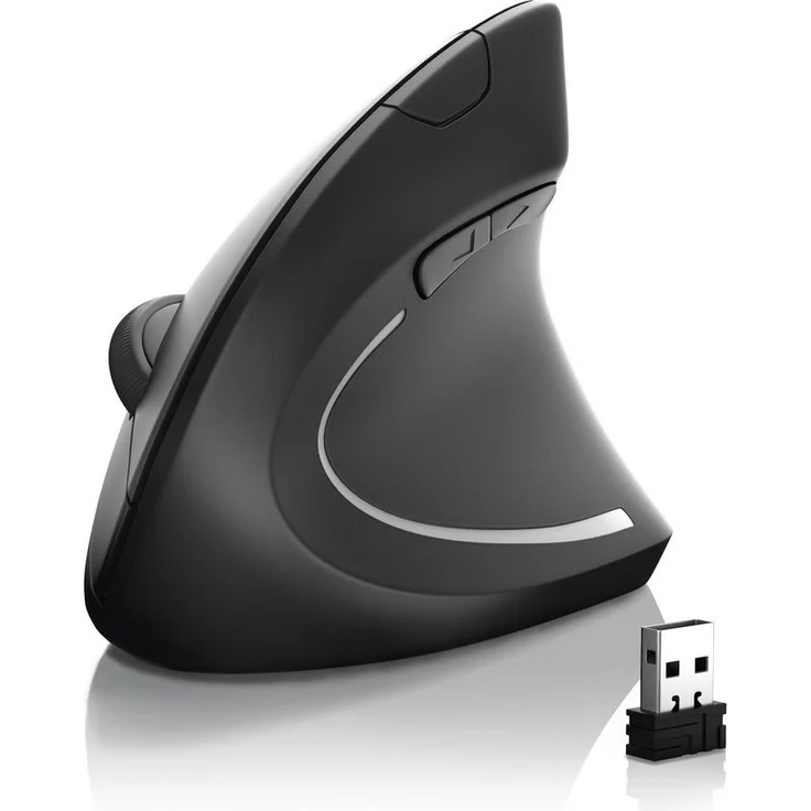 CSL ergonomische Maus (Vertikale Optische Wireless kabellos Funk Mouse, BT + 2,4 Ghz Funk) - Schwarz