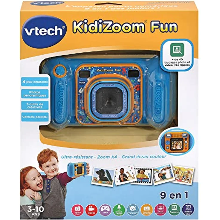 VTech Kidizoom Fun Blau, Digitalkamera für Kinder mit 2 MP, 1,8 Zoll Farbdisplay, Videos, 4-fach Digitalzoom, Kindersicherung – 3/10 Jahre – Version FR – Bild 5