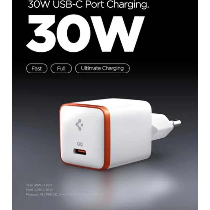 Spigen ArcStation Essential 30W USB-C Ladegerät Wandladegerät, PPS Schnellladegerät, PD 3.0 Power Adapter - Weiß, Kompatibel mit iPhone 16 15 14 Pro Max & Galaxy S25 S24 Android – Bild 2