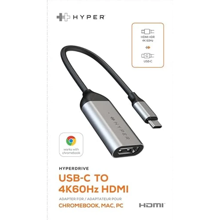 Hyper HyperDrive USB-C zu HDMI Adapter, 4K 60Hz, kompaktes Design, silber – Bild 4