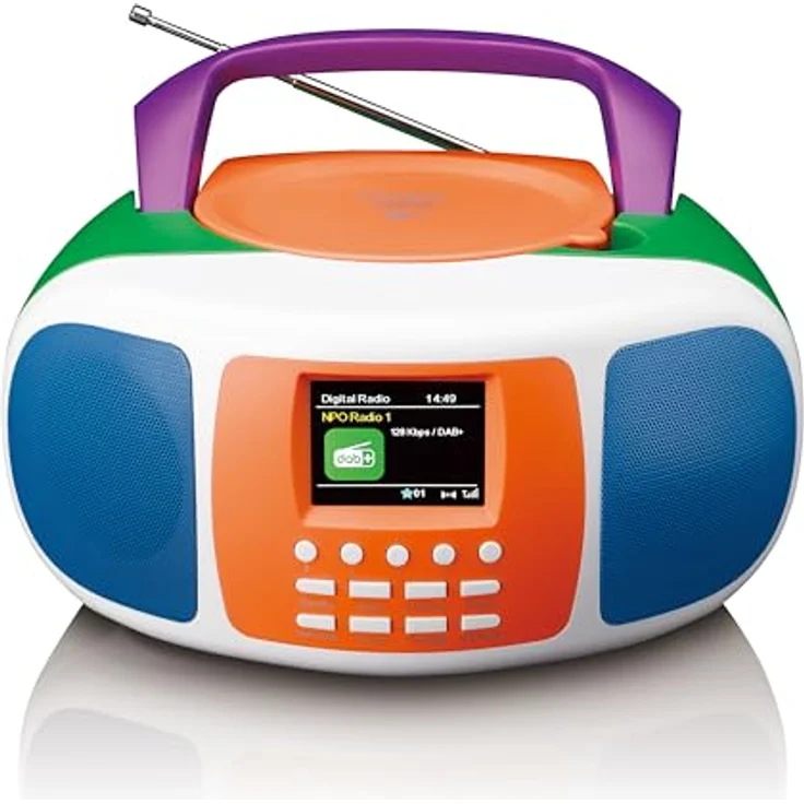 Lenco SCD-861KIDS, Tragbares DAB+/FM-Radio für Kinder mit Bluetooth 5.3, CD-Player, Stereo-Sound, Farbdisplay, Weckfunktion und Akku- & Netzbetrieb - Buntes Design – Bild 2