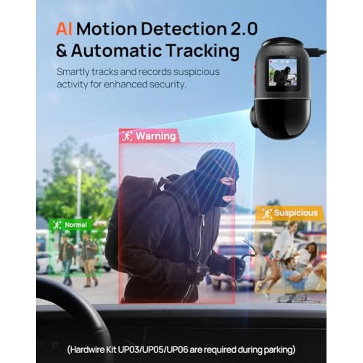 70mai 4K Omni X800 Dashcam mit 128 GB Speicherkarte, 360° drehbar (4K Ultra HD, WLAN, Starvis 2 IMX678, GPS & ADAS, Super Nachtsicht, f/1.7, App Steuerung) – Bild 6