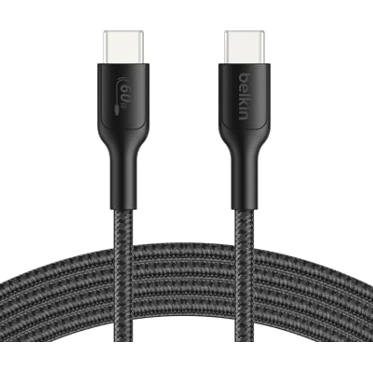 Belkin ENA008HQ2MBK, 2 m USB C Kabel, USB 2.0, Schwarz, mit Schnellladung bis zu 60 W