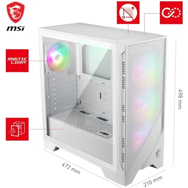 MSI PC-Gehäuse MAG FORGE 320R AIRFLOW, Schwarz, mit optimaler Luftzirkulation – Bild 3