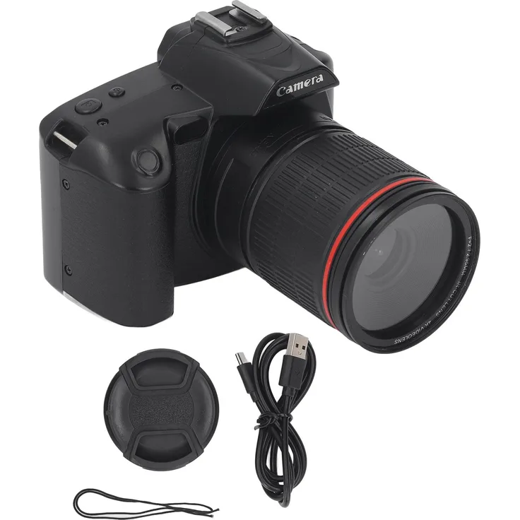 Lixada Digitalkamera 64 MP, 4K mit 3-Zoll-IPS-Bildschirm, 16-fachem Digitalzoom, Nachtsichtfunktion und zwei drahtlosen Kameras, inkl. 32-GB-Speicherkarte