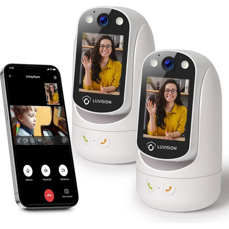 LUVISION Überwachungskamera C20, 2er Set WLAN PTZkamera mit Nachtsicht, 2-Wege Audio, Auto Tracking und 1-Klick-Anruffunktion für Senioren und Babys