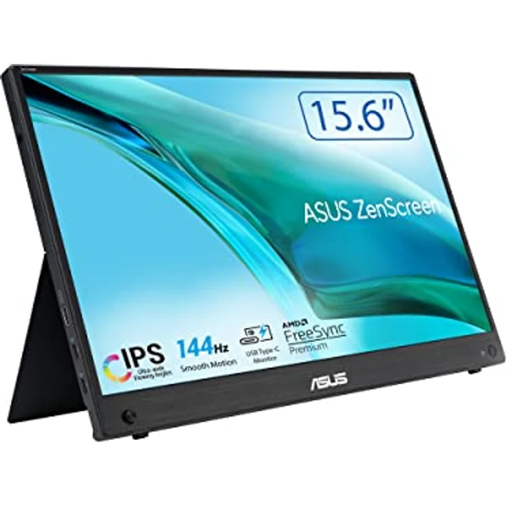ASUS ZenScreen MB16AHG - 15,6 Zoll tragbarer USB Monitor - Full HD 1920x1080, Typ-C, Mini HDMI, Autorotation, Kickstand, Stativ Sockel - IPS Panel, 144Hz, FreeSync Premium, 16:9, entspiegelt – Bild 1