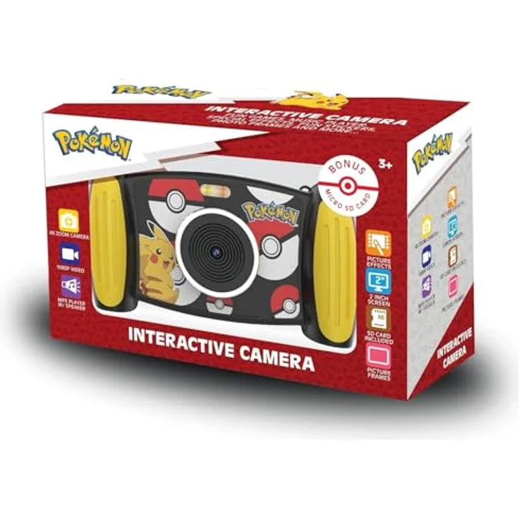 Accutime POKC3000 Interaktive Kinderkamera Pokémon, 5MP, 1080p Video, 4-Fach Zoom, Spritzwasserfest, Schwarz mit Micro-SD-Karte – Bild 2