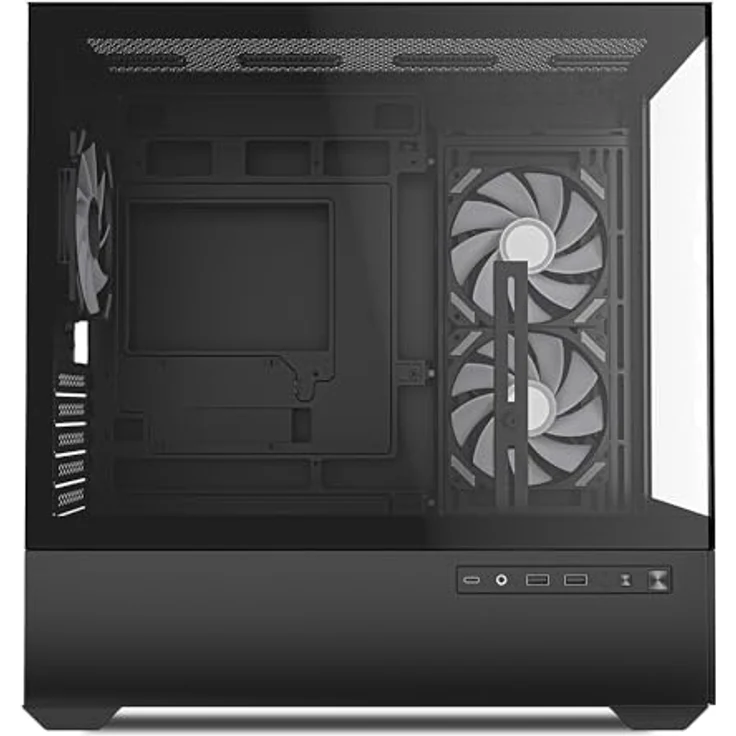Sharkoon MK6 RGB PC Gehäuse, Micro-ATX, Schwarz, Glasoptik, RGB-LED-Lüfter, Dual-Radiator Unterstützung – Bild 4