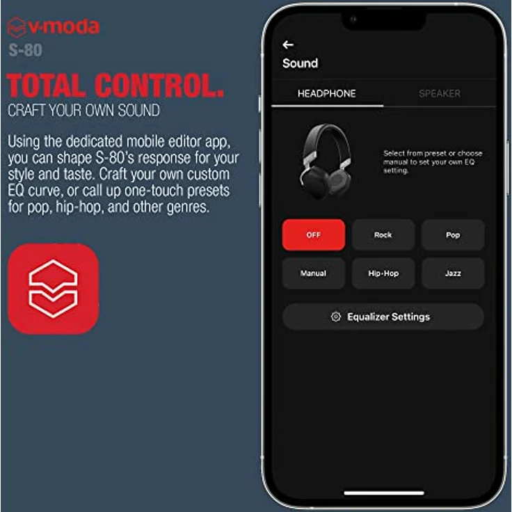 V-MODA S-80 KABELLOSER KOPFHÖRER UND Lautsprecher-System. Schlankes und stylisches Design. Personalisiere deinen S-80 mit austauschbaren magnetischen Abdeckungen (Schwarz) – Bild 5