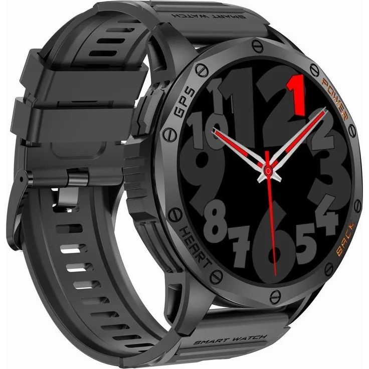 Gravity GPS GT24-2 Herren-Smartwatch, 1,43 Zoll AMOLED HD Touchscreen, GPS, IP68, schwarzes und weisses Silikonarmband