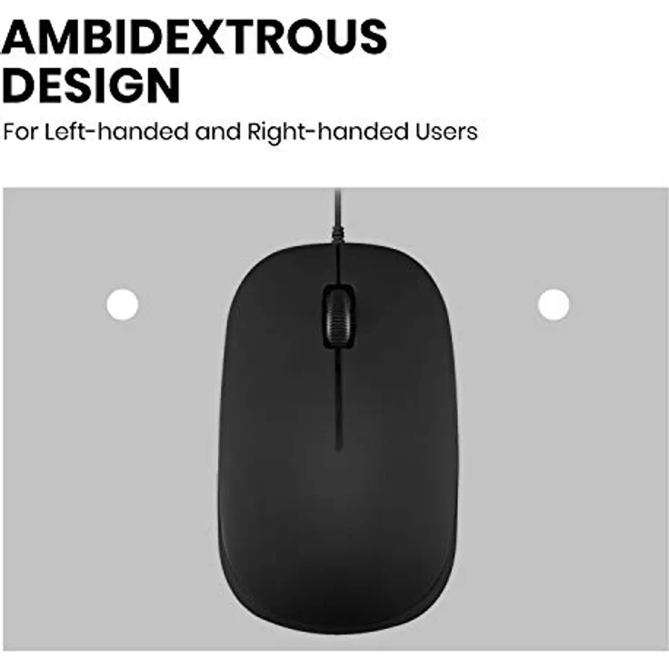 Perixx PERIMICE-201C USB-C optische Maus, 3 Tasten, Scrollrad, 800 DPI, Schwarz Matt – Bild 4