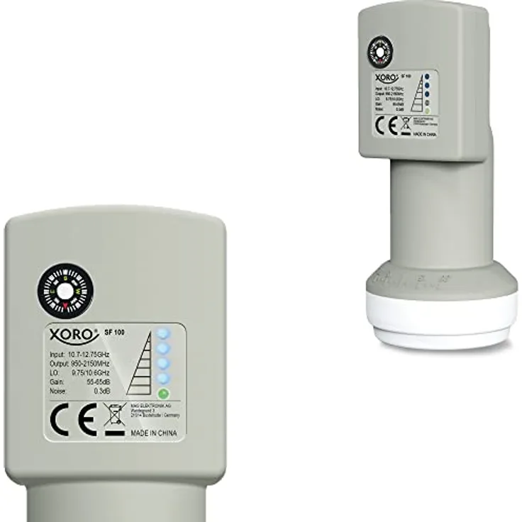 Xoro SF 100 - Single LNB mit integriertem digitalem SAT-Finde, ideal für Camping, schnelle und einfache Ausrichtung, Anzeige der Signalstärke direkt am LNB