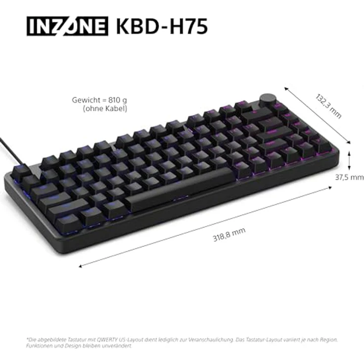 SONY INZONE KBD-H75, Gaming Tastatur mit magnetischen Schaltern, 8000 Hz Abtastrate, kabelgebunden, schwarz – Bild 11
