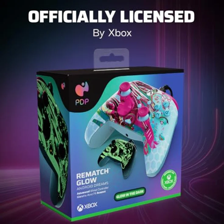 PDP Android Dreams Rematch Glow Advanced Wired Controller, Gaming Controller mit Leuchten im Dunkeln, Mehrfarbig für Xbox Series S, Xbox Series X, Xbox One S und PC – Bild 4
