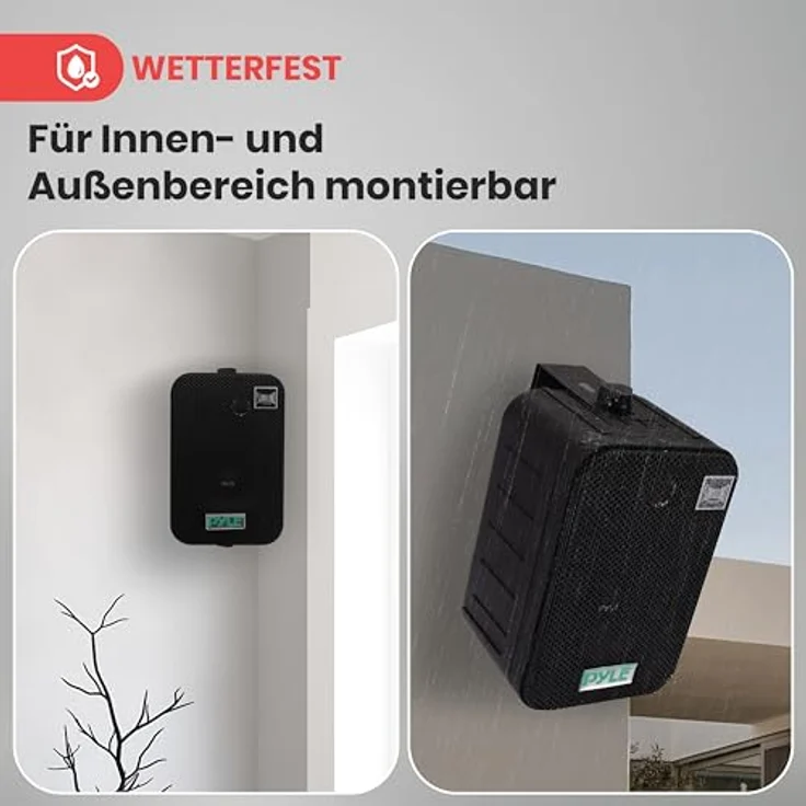 PYLE PDWR40B 5.25 Indoor/Outdoor Waterproof Speakers (Black Außenlautsprecher - 200 Watt - schwarz – Bild 7