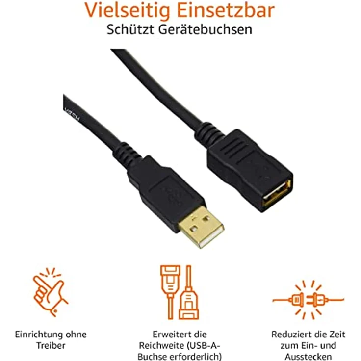 AmazonBasics 1IGG USB 2.0-Verlängerungskabel A-Stecker auf A-Buchse, 2 m,Schwarz - Preisvergleich – Bild 6