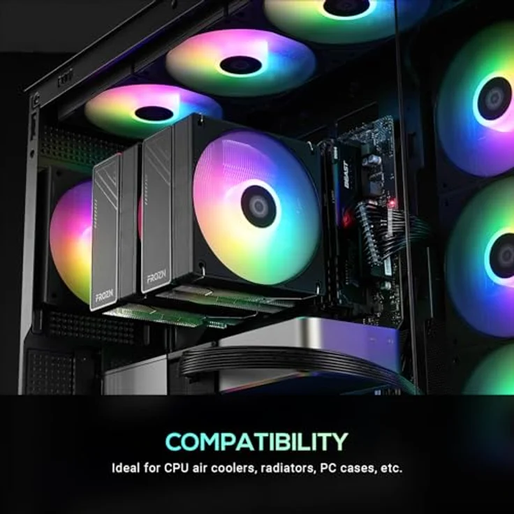 ID-Cooling AS-120-ARGB-K TRIO, 120mm Gehäuselüfter mit RGB-Beleuchtung, schwarz, 27 dBA – Bild 6