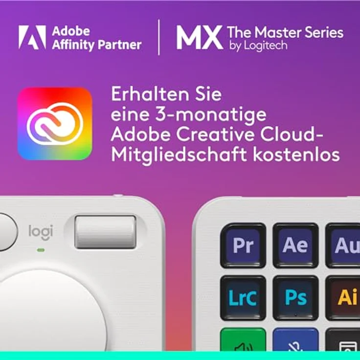 Logitech MX Creative Console Programmierbares Tastenfeld mit 9 anpassbaren LCD-Tasten und Regler für Grafikdesign, Videobearbeitung, Fotografie, Verwendung mit Adobe, Zoom, Spotify und mehr -Hellgrau – Bild 2