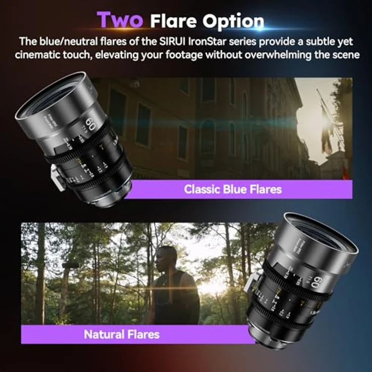 SIRUI IronStar T1.9 1.5X Anamorphotisches Cine-Objektiv, 60mm mit PL-Mount und austauschbarem EF-Mount, manuellem Fokus, Neutral Flare – Bild 5