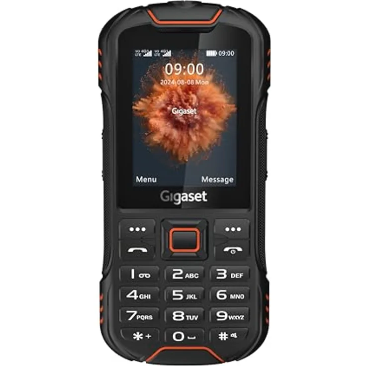 Gigaset GLX8 - Outdoor-Tastenhandy, Dual SIM, IP68, Bluetooth 5.0, 2,4 Zoll Display, Schwarz/Orange