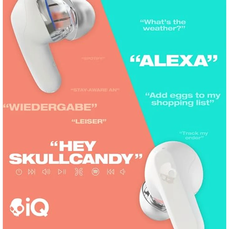 Skullcandy Rail Kabelloser In-Ear-Kopfhörer mit Skull-iQ App, Mikrofon, 42 Stunden Akkulaufzeit und Bluetooth für iPhone, Android und mehr – Knochen/Orange – Bild 5