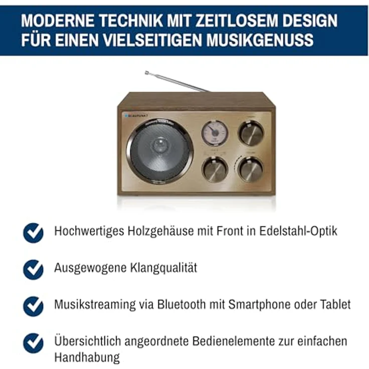 Blaupunkt Nostalgieradio mit Bluetooth RXN 180 (UKW, Bluetooth), Radio, Braun – Bild 3