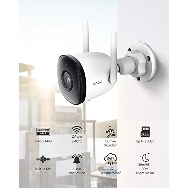 Imou IPCam Bullet 2C 4MP Außen IR 30m WLAN/LAN IP67 (IPC-F42P) – Bild 2