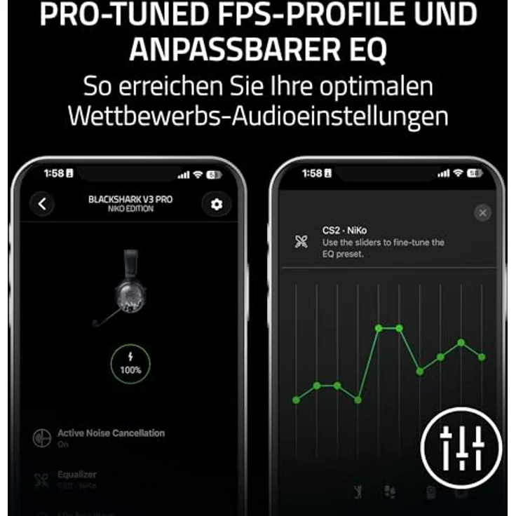 RAZER BlackShark V3 Pro NiKo Edition, Over-ear Gaming Headset mit Razer HyperSpeed Wireless, Hybrid-ANC und THX Spatial Audio, Flammendesign – Bild 9