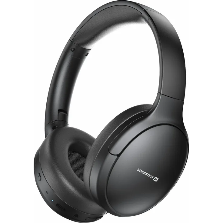 Swissten Bluetooth ANC Kopfhörer Pure Black, Aktive Geräuschunterdrückung, 50 Stunden Akkulaufzeit, Kabellos, Schwarz
