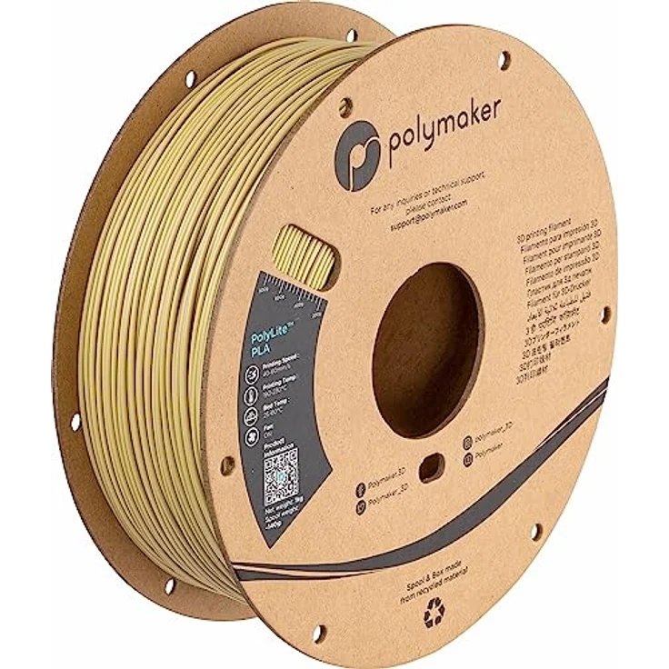 Polymaker PolyLite PLA, 3D-Druckmaterial 1.75mm, 1kg, beige, hohe Druckzuverlässigkeit, Jam-Free Technologie – Bild 1